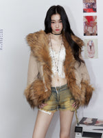 Knitted Fur Thickened Waist-Cinching Coat