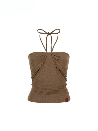 Pleated Rope-Hanging Fitted Bandeau