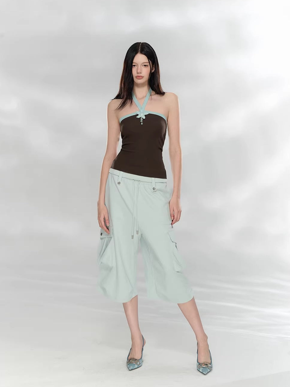 Waffle Cargo Cropped Pants