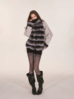 Gradient Faux Fur Wool Coat