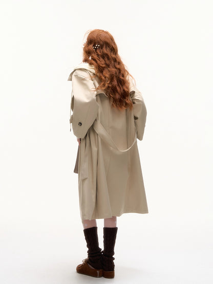 Khaki Hooded Trench Coat