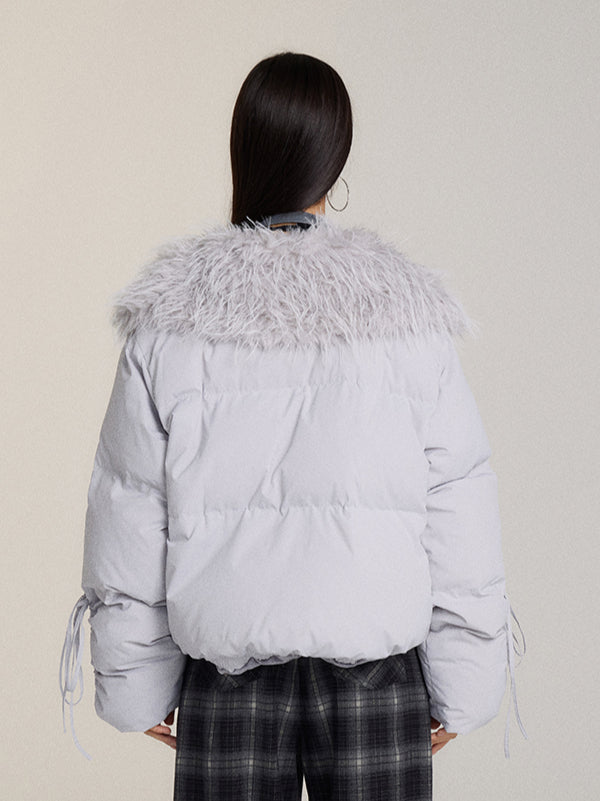 Winter Drawstring Fur Collar Down