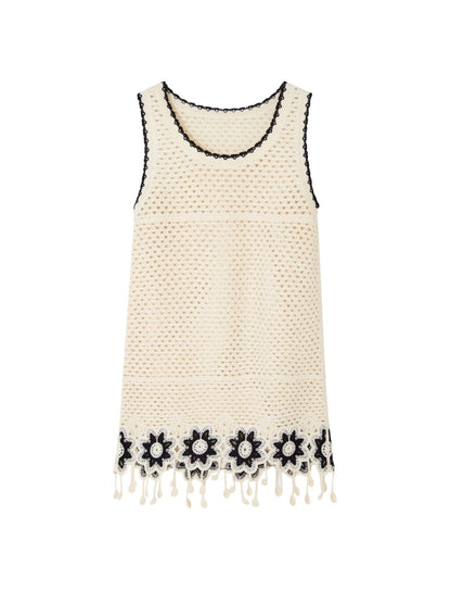 Lace Hollow Out Sleeveless Mini Dress