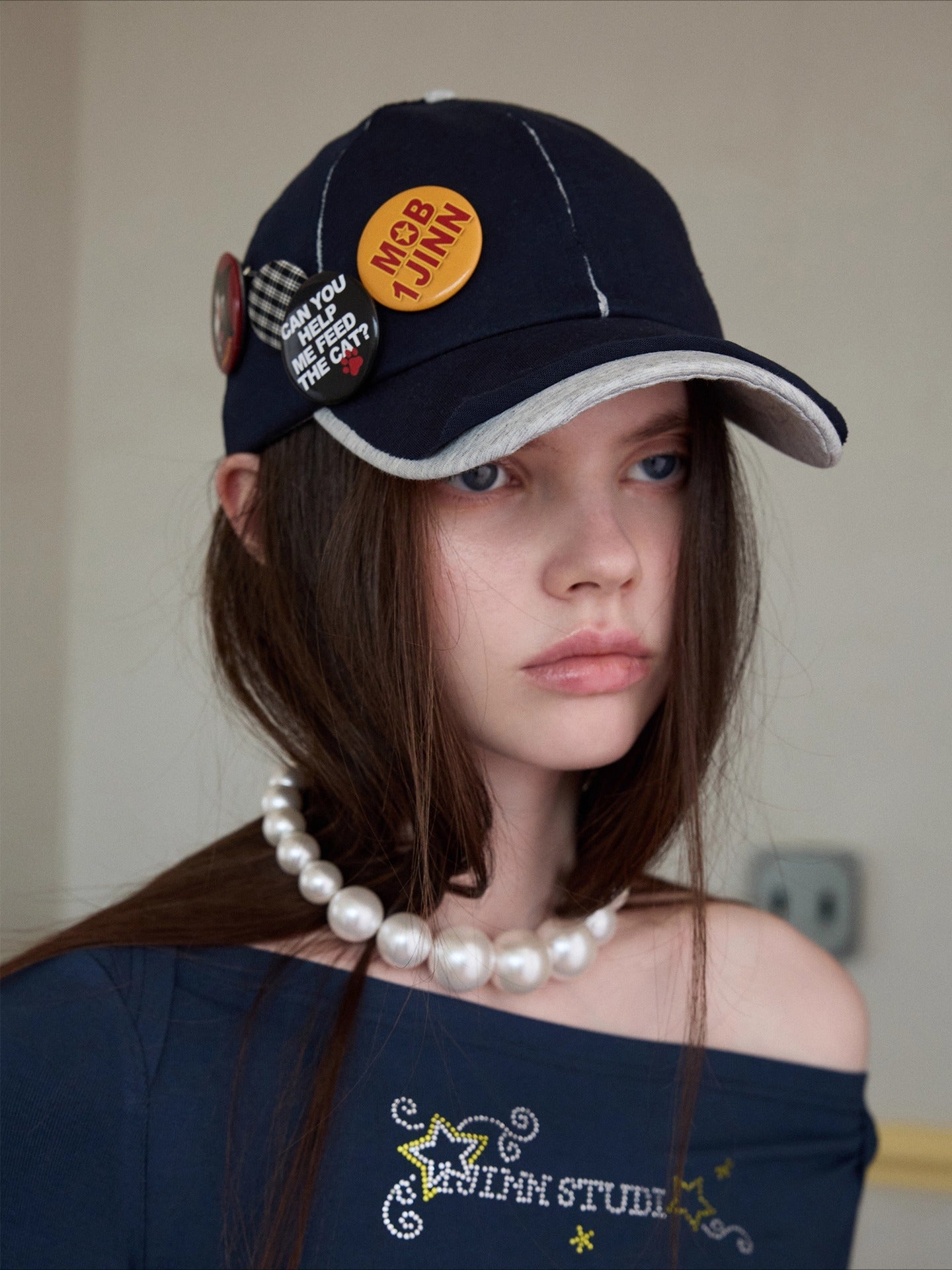 Plaid-Panel Badge Baseball Cap