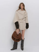 Modern Cape Scarf Wool Coat