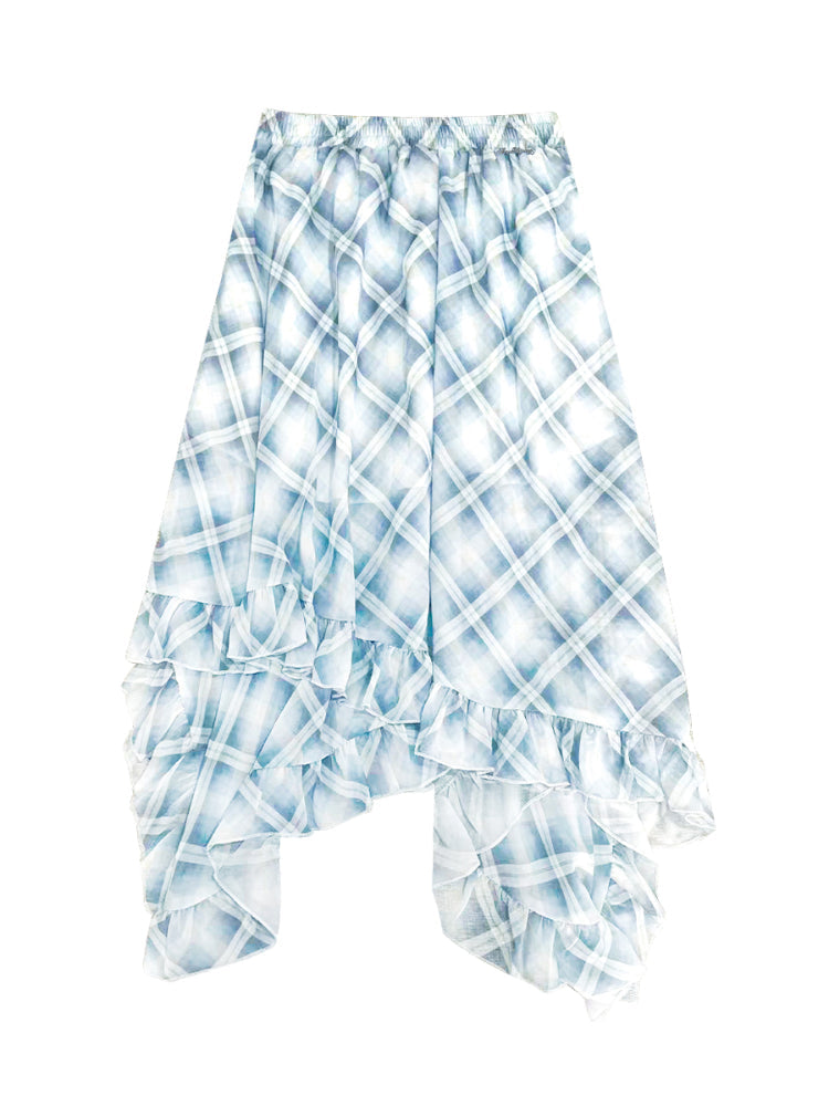 Irregular Ruffle  Top &amp; Midi Skirt Set