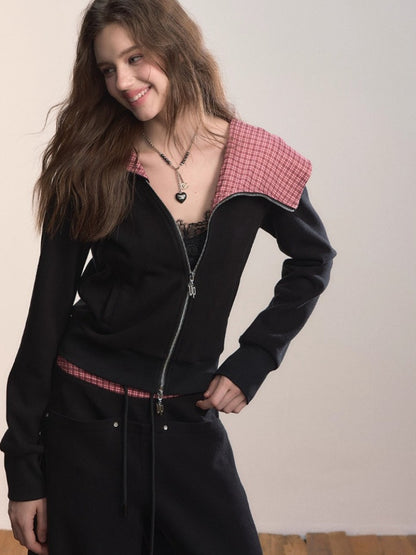 Black Short Asymmetric Hoodie