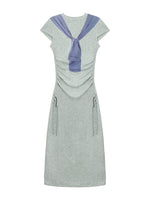 Printed Side Gathered Tie Dress
