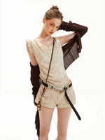 Asymmetric Pearl Chiffon Layered Top