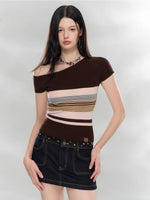 Stripe Asymmetric Knit Top