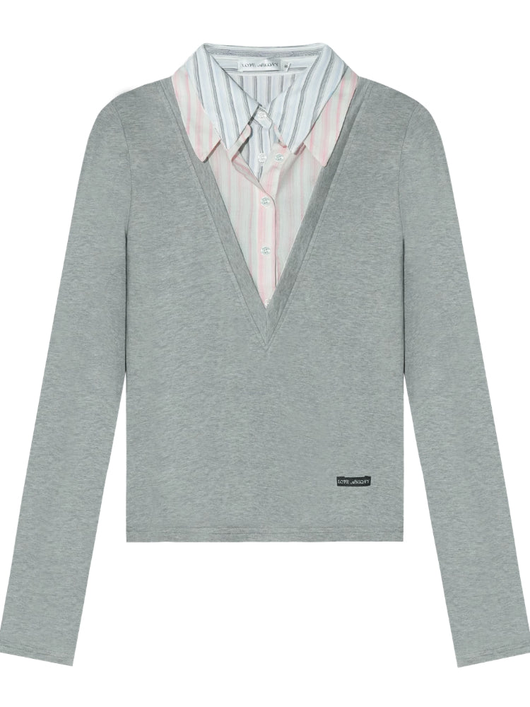 Fake Three-piece Contrast Color Polos