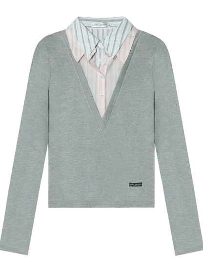 Fake Three-piece Contrast Color Polos