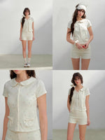 Floral Doll Collar T-shirt &Shorts Set