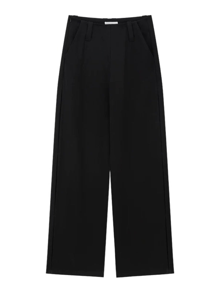 Black Mid-Rise Straight Trousers