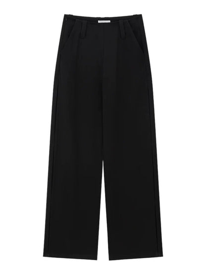 Black Mid-Rise Straight Trousers