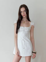 White Tie Square Neck Dress
