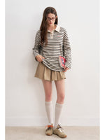 Retro Striped Relaxed Polo Top