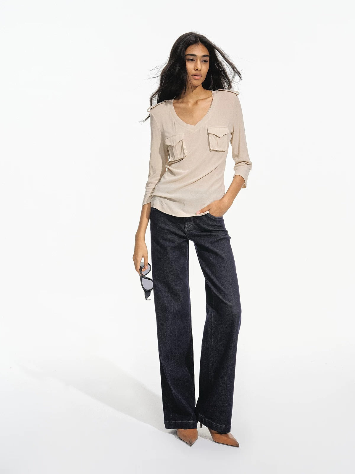 V Neck Knit Top