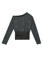 Striped Asymmetric Neck Layered T-Shirt