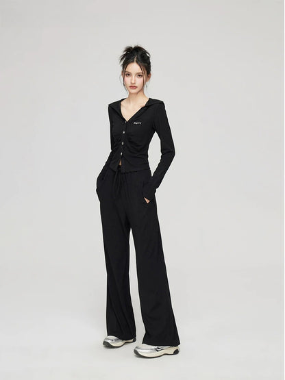 Pleated Knit Cropped Top &amp; Pants Set
