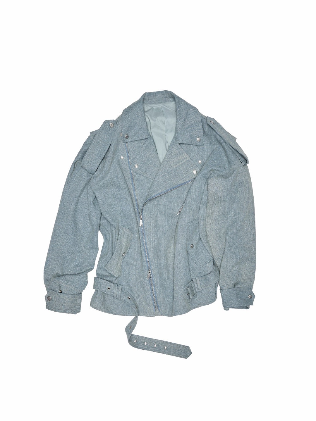 Washed Denim Moto Jacket