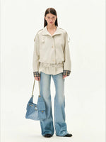 Plaid Contrast Belted Jacket