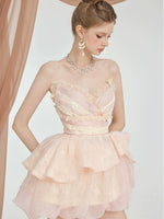 Berry Irregular Design V-Neck Bustier & Skirt Set