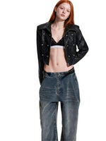 Napoleonic Distressed Buckle Leather Jacket
