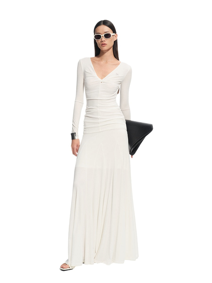 Wisteria Knotted V-Neck Dress