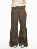 Star Rivet Pleated Flare Pants
