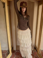 Layered Lace Tulle Midi Skirt
