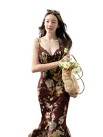 Printed Chiffon Fishtail Dress