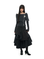 Asymmetric Stripe A-Line Midi Skirt