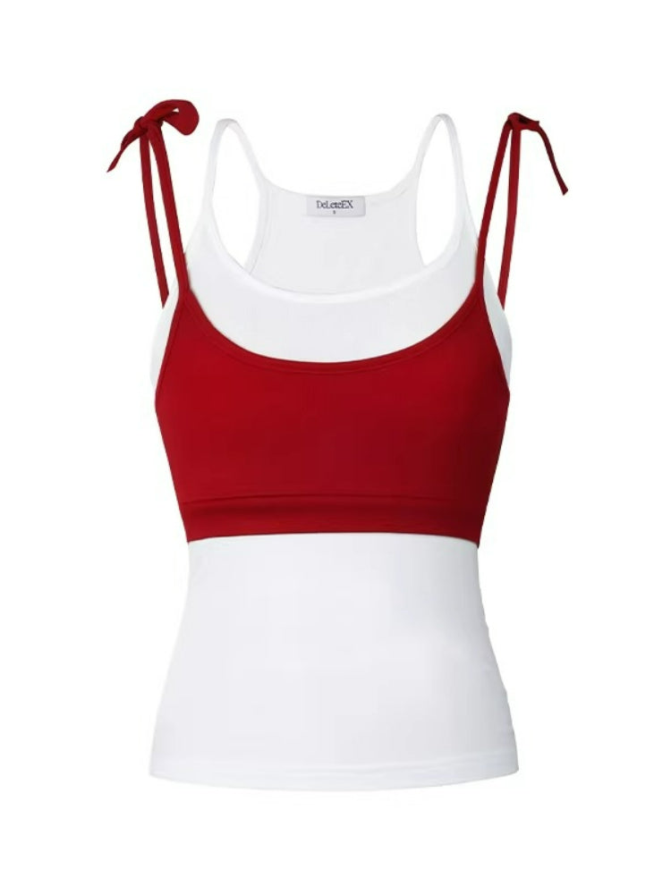 Two-Tone Layered Strap Tank Set