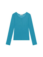 Ribbed Henley Long Sleeve Top