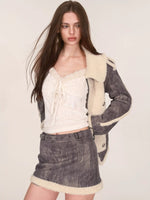 Sherpa Trimmed Jacket & Skirt Set