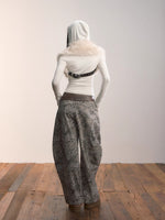 Leopard Print Scythe Wide-Leg Casual Jeans
