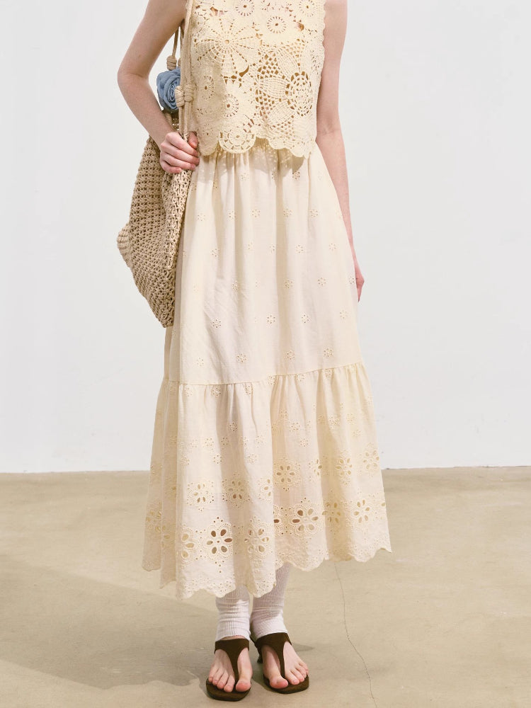 Hollow Lucky Flower Crochet Top &amp; Skirt Set