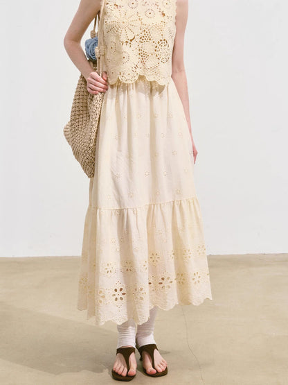 Hollow Lucky Flower Crochet Top &amp; Skirt Set