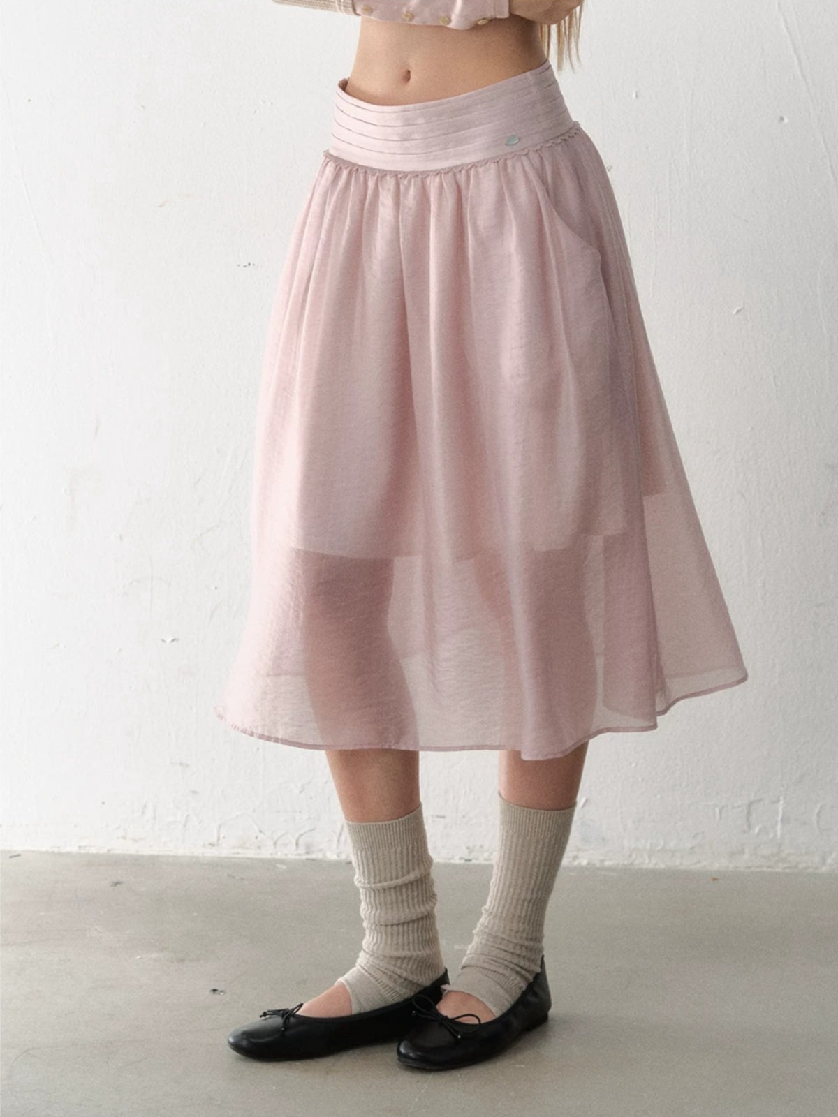 Vintage Layered Pleated Midi Skirt