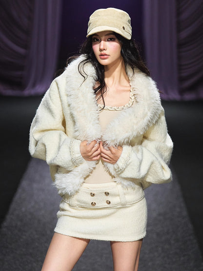 Wool Belted A-Line Skirt