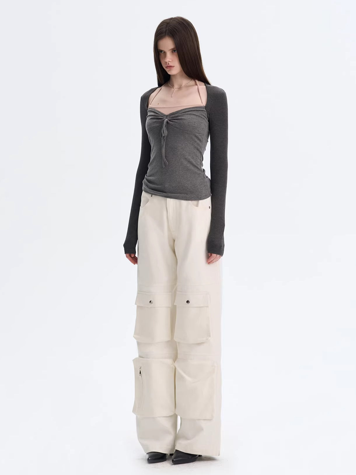 Halter Layered Long Sleeve Top