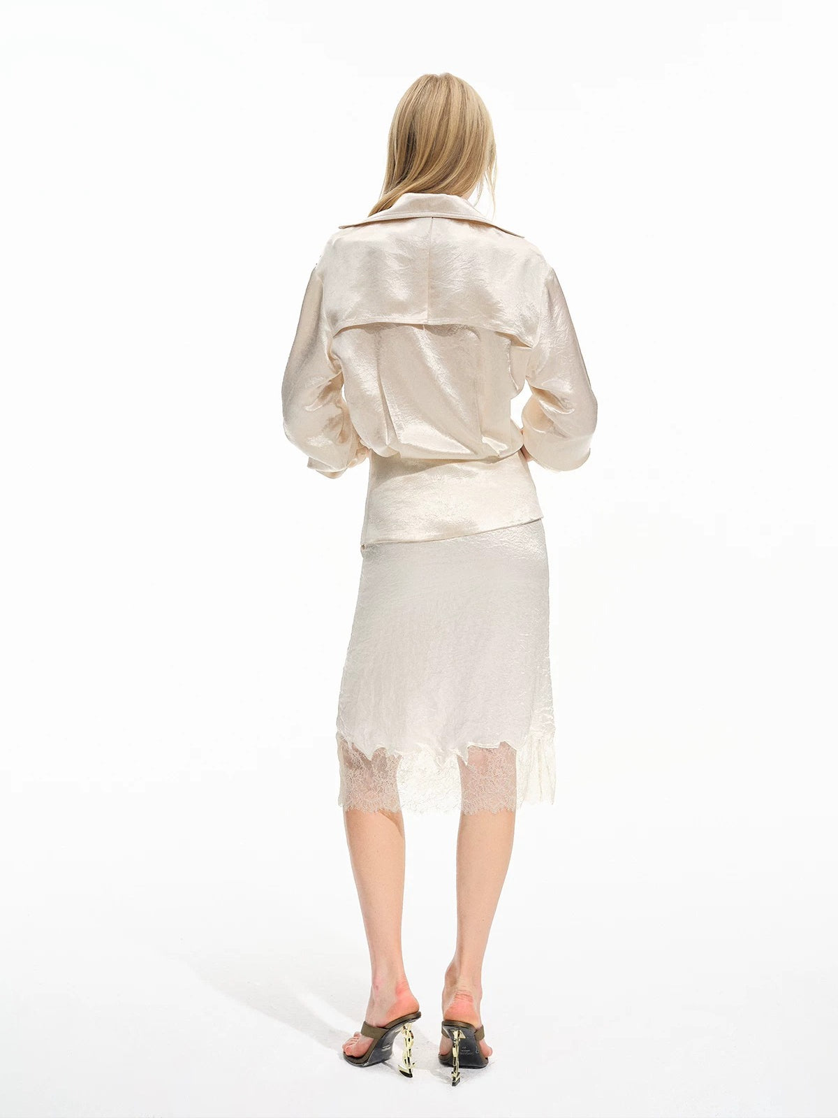 Acetate Lace Layered Midi Skirt