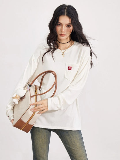 Raw-Edge Logo Embroidery T-shirt