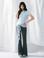 Ribbon Detail Flared Pants