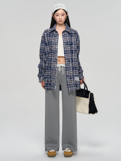 Lace Waist Wide-Leg Sweatpants