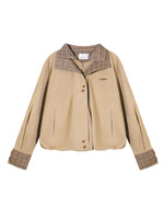 Two-piece Plaid Spliced Cocoon-shaped Trench Jacket