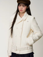 Diagonal Collar Double-Breasted Wool Coat