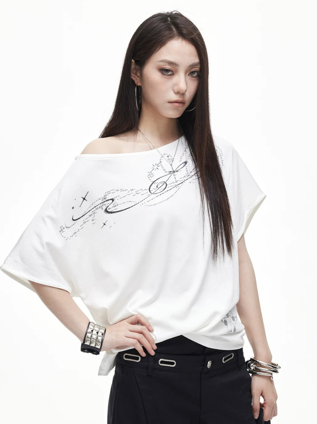 Off Shoulder Graphic Tee