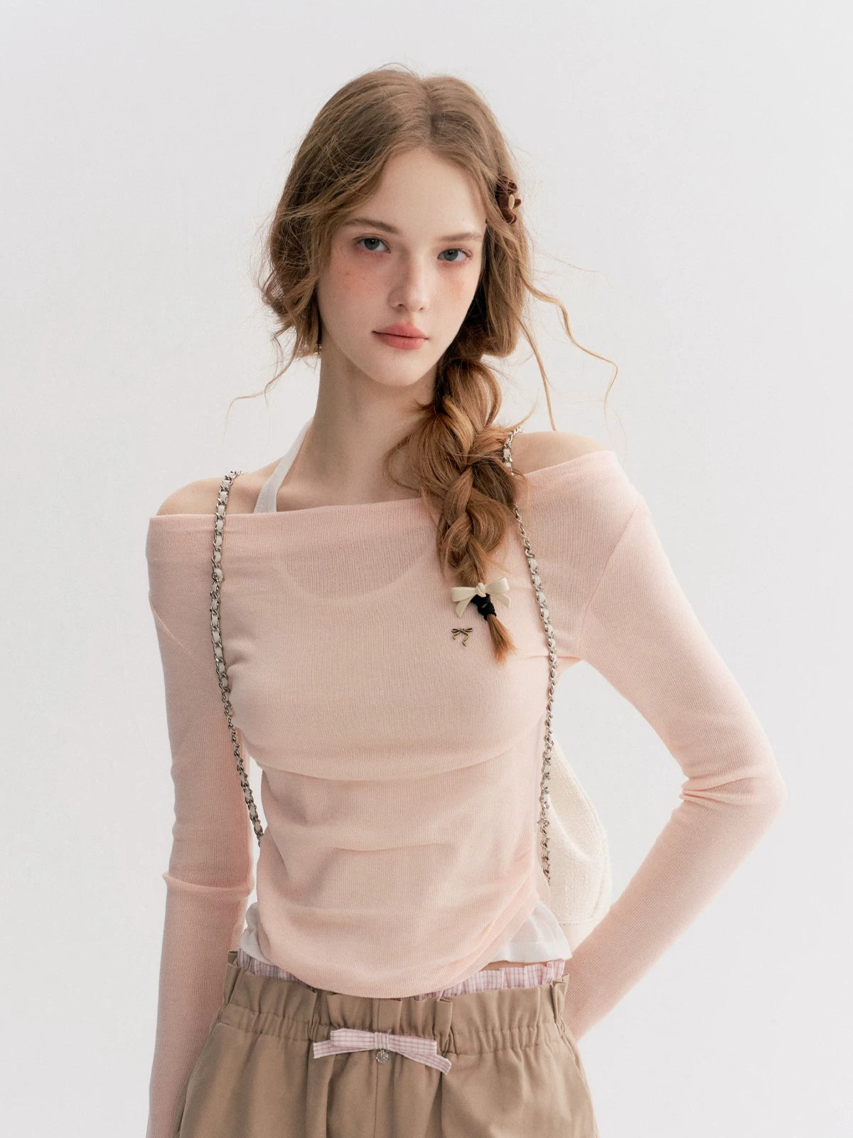 Off Shoulder Knit 2-in-1 Top